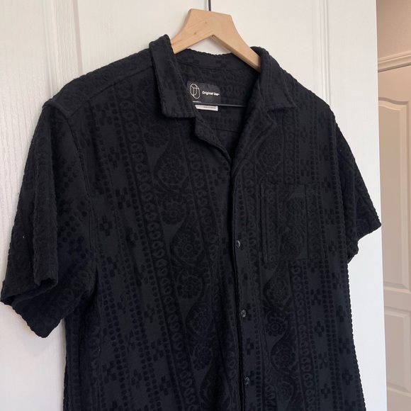 Original Use Black Textured Men's Button Up Shirt Medium - Picture 1 of 11